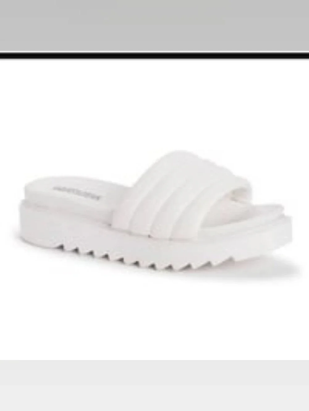 MUK LUKS Sun Catcher White Puffer Platform Slide Sandals Size 9-10 Y2K CC